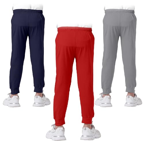 Image of KYDA KIDS 100% Cotton Track Pants for Boys | Premium Printed Soft Single Jersey Fabric | Elastic Waist Loose Fit Summer Full Length with Rib Hem (Pack of 3)
