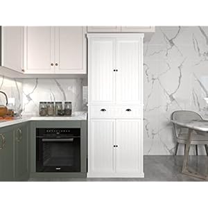 ARTPOWER Kitchen Pantry Storage Cabinet with Drawer and Adjustable Shelves, Pantry Cabinet for Kitchen, Bathroom or Hallway, White ARTPOWER Kitchen Pantry Storage Cabinet with Drawer and Adjustable Shelves Pantry Cabinet for Kitchen Bathroom or Hallway White