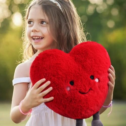 Image of ZEXSAZONE Red Love Heart Plush Soft Toy - 28 cm Cute Stuffed Cushion | Huggable Romantic Pillow for Kids, Girls, Girlfriend & Wife | Valentine, Birthday
