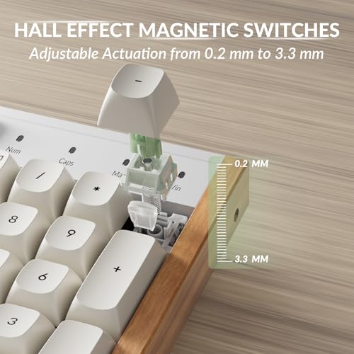 Image of Keychron K10 HE Hall Effect Keyboard, Ultra-Fast Lime Magnetic Switch, Full-Size Tri-Mode Wireless Keyboard with Rapid Trigger, Adjustable Actuation, RGB, Aluminum + Wood Frame - White