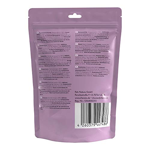 Chewies Fleischstreifen MINI Hundeleckerli aus 100 % Kängurufleisch - 70 g - Snack für kleine Hunde - luftgetrocknete Känguru Kaustreifen - hypoallergen & getreidefrei - Dörrfleisch vom Känguru