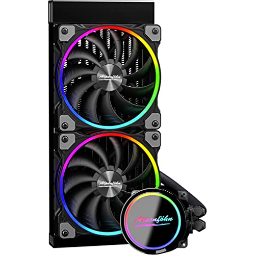 Alpenföhn - Gletscherwasser AiO 240 High Speed RGB 2x Lüfter 120mm PWM Wasserkühlung PC hat ein Max Cover