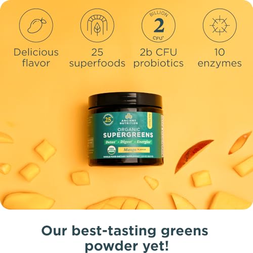 Ancient Nutrition Multivitamin for Women, Once Daily, 30 Count + Organic Supergreens Powder, Mango, 12 Servings - image 5