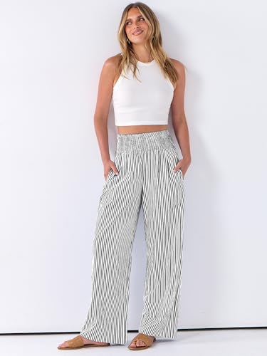 ANRABESS High-Waisted Striped Rayon Palazzo Pants — view 3