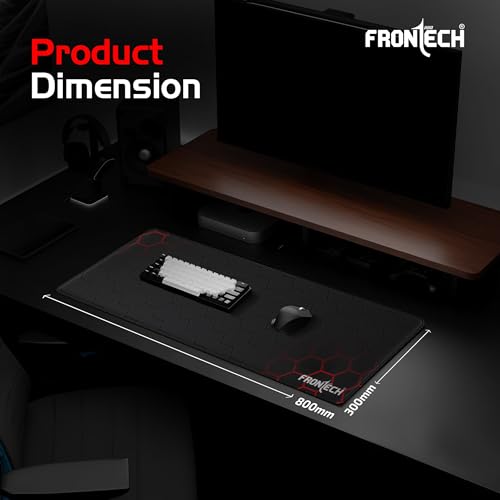 Image of FRONTECH Premium Extended Gaming Mouse Pad | Anti-Slip Rubber Base | Water & Spill Resistant | Stitched Edges | Ultra-Smooth Surface for Gaming & Office (Black /Red) MSP-0060