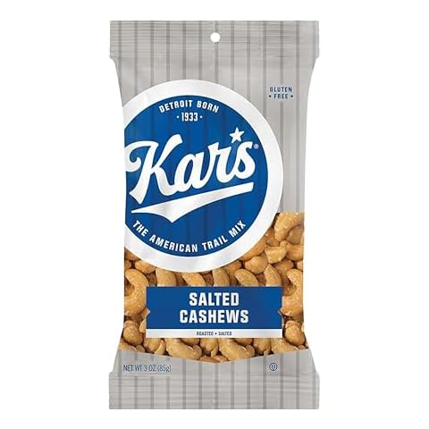 Kar’s Nuts Salted Cashews, 3 oz Individual Snack Packs – Bulk Pack of 12, Gluten-Free Snack Mix Cover