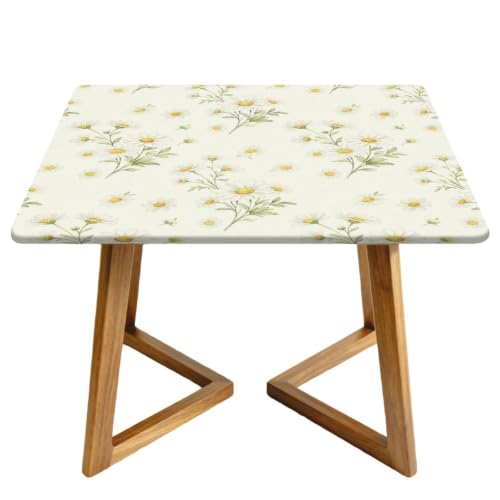 Morbuy Mantel Elástico, Flores Vintage Protector Mesa - Tejido Oxford Impermeable Cuadrado Cubre Encimera, Cubierta de Mesa para Cocina, Comedor (Estilo 7,130x130cm)
