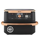 Ninja Foodi FlexDrawer Dual Zone Heißluftfritteuse, Airfryer mit 10,4-Fach und herausnehmbarem Trenner, Antihaftbeschichtung, spülmaschinenfester Korb, 7-in-1, Schwarz & Kupfer, AF500EUCP