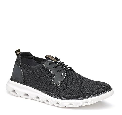Johnston & Murphy Jenkins - Zapatos de vestir para hombre, con puntera lisa, de piel, a la moda, negro (Black Knit), 45 EU