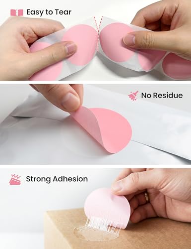 Image of Phomemo 2 inchx2 inch Thermal Labels for D421R Printer Only, 750 Labels per Roll, Circle Thermal Labels with RFID Chip, Smart Auto-ID & One-Click Calibration, Shipping Supplies for Small Business & Home, Pink