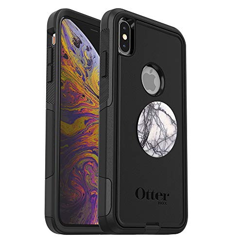 Bundle: OtterBox Commuter Series Case for iPhone Xs Max  (Black) + PopSockets PopGrip  (Dove White Marble)