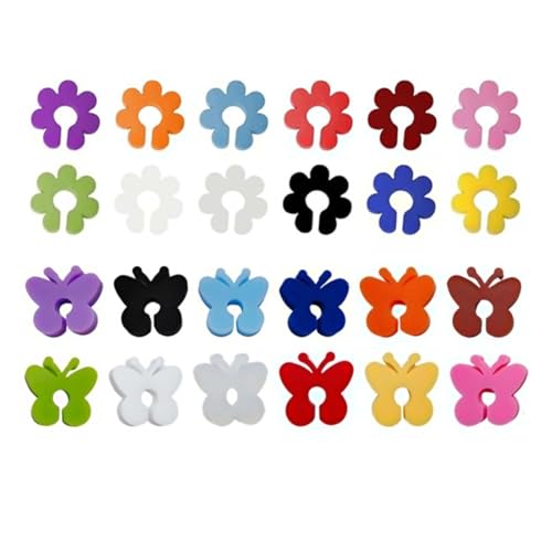 JYNVO 24 Pezzi Segnabicchieri Silicone, Forma di farfalla e forma di fiore, Segnabicchieri Colorati, Riutilizzabili Marcatori per Varie Tazze Forniture, Identificator,adatti per decorazioni da bar