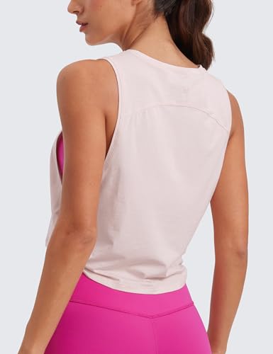 Image of CRZ YOGA Pima Cotton Dropped Armhole Tank | Workout, Naturally Soft, Loose Fit, Crop, Crewneck, Knotted Sides, Sleeveless Tops for Women