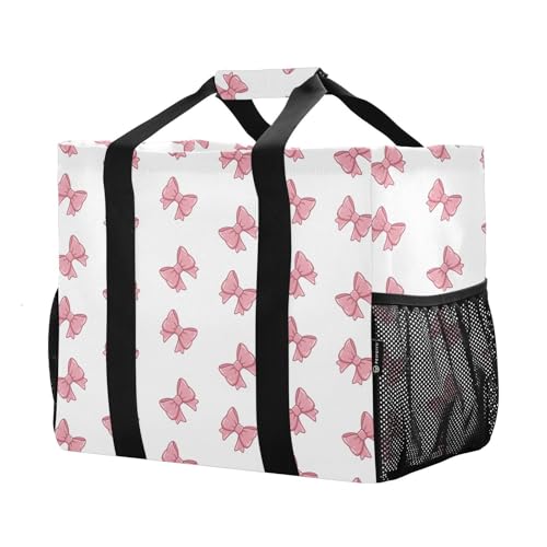 Pink Bows Print Large Beach Bag Waterproof Beach Tote Bags for Women Travel Gym Pool2