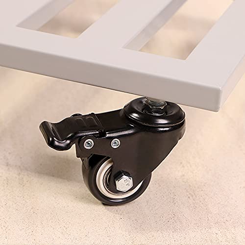 Transportadores de Macetas, Base con Ruedas para Macetas, Soporte para Macetas con Ruedas Cuadrado, Soporte para Macetas Exterior Hierro, Base con Ruedas Carga Pesada,Blanco,40cm