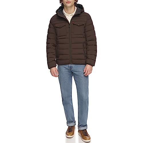 Image of Water Resistant Performance Stretch Hooded Puffer Jacket
