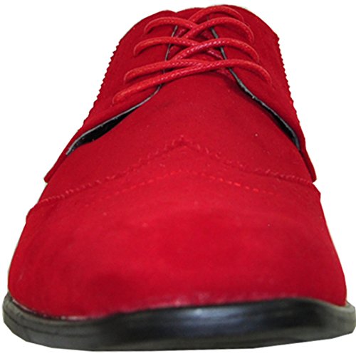 Bravo Men Dress Shoe King-3 Classic Faux Suede Oxford With Leather Lining - Wide Width Available,12 D(M) Us,Red #TOP1