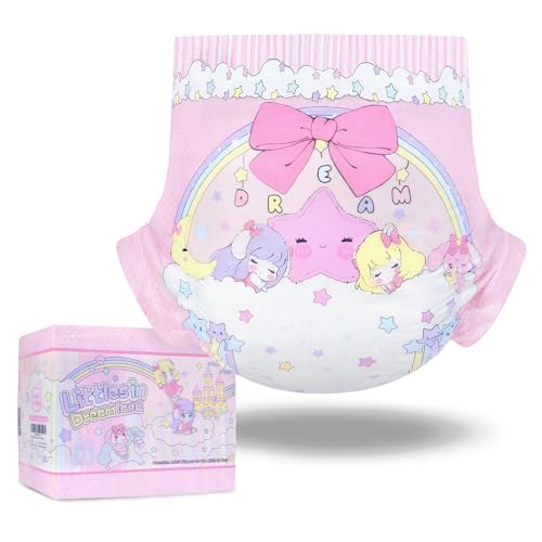 Image of LittleForBig Ultra Absorbent 7000 mL Adjustable Hook-and-Loop Fastener Closure Adult Printed Cloth Back Diaper 10 Pieces - Fairy Littles in Dreamland (X-Large 48 inch-56 inch)
