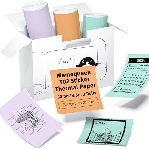 Image of T02 M02X S002 AHM2 Color Sticker Thermal Paper, Green /Purple /Orange