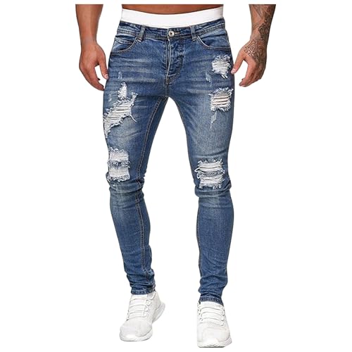 Men Classic Skinny Jeans High Rise Stretch Tapered Leg Denim Pants Slim Fit Solid Biker Moto Jean Trousers2