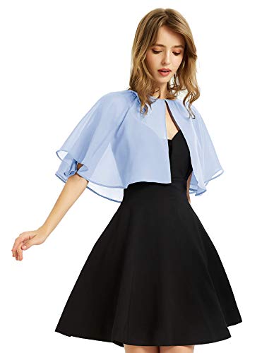 Soft Chiffon Shawl Wraps Shrug for Evening Wedding Women Accessories(Sky Blue)