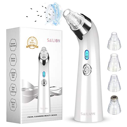 2021 Newest Blackhead Remover Pore Vacuum SAILION Electric Blackhead Removal tool facial Pore Cleaner Extractor USB Rechargeable Comedo Beauty Device kit with 5 Patterns and 4 Suction Probes for Women