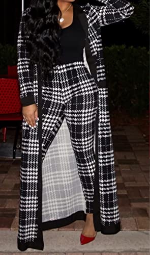 A ADILACA Women's 2 Piece Print Outfits Clubwear Long Sleeve Open Cardigan Pants Set Suits (7 Color, S-2XL)3