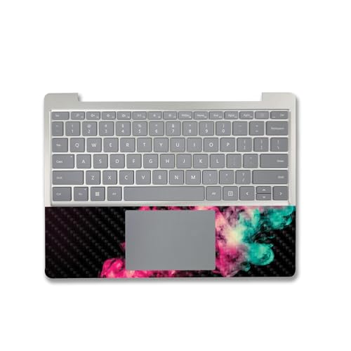 Image of MightySkins Carbon Fiber Skin Compatible with Microsoft Surface Laptop Go 3 (2023) Full Wrap Kit - Magenta Smoke | Protective, Durable Textured Carbon Fiber Finish | Made in The USA
