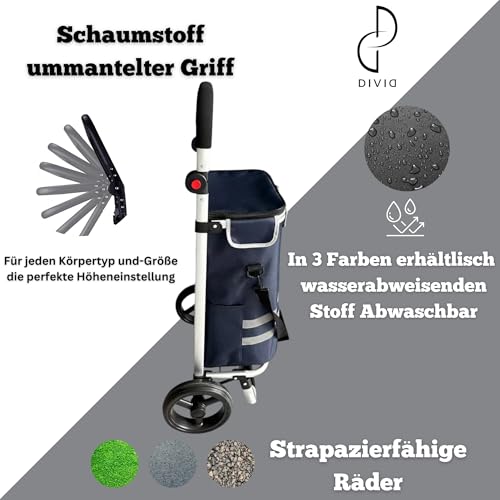 DIVID® Einkaufstrolley mit integrierter Sackkarre, 56LFassungsvermögen bis zu 50Kg belastbar,Klappbar,Umhängetasche und Kühlfach, Faltbarer Einkaufswagen (Rot) – Bild 8