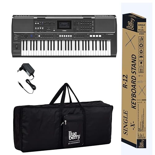 Image of Yamaha PSR-I510 Digital Electronic 61 Keys Keyboard with Power Supply, Blueberry KB-50 Bag, R-12 Stand