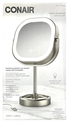 Conair Rotating Wireless LED Mirror with 2 Magnification Sides of 1X/10X