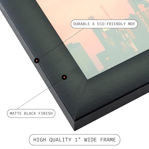 Craig Frames 12x16 Black Picture Frame Set of 4 - Contemporary Wall Hanging, 1 Wide, Dual Display Format