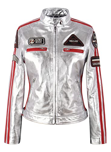 Veste cuir or et argent SIZMA Jessica 5011 confection haut de gamme rétro