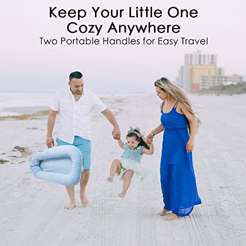 Image of Waterproof Corduroy Lounger Cover for Dockatot Deluxe+ Docks | MEXXI Breathable Cotton Baby Lounger Extra Cover | Hypoallergenic Baby Nest Replacement Cover (Cover Only) (Baby Blue)