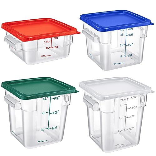 Huwena SHY-HUWENA-258 4 Pcs Commercial Food Storage Container With Lid Clear Square Container Set cover