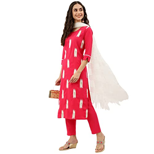 Image of NAINVISH Crepe Kurti Pant & Dupatta | Kurta Set for Women | Women Kurta Pant Dupatta Set | Kurta Pant with Dupatta Set | Printed Kurta Pant Dupatta Set