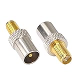 YILIANDUO Pack of 2 TV Aerial Coaxial Connector SMA Female to TV IEC DVB-T PAL Male Converter Screw Satellite Plug for Aerial Adapter Joiner Extend Cable Adapter