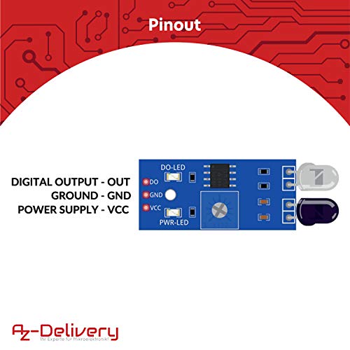 AZDelivery IR Infrared Obstacle Avoidance Sensor Distance Detection Module compatible with Arduino and Raspberry Pi Smart Car Robot Including E-Book!