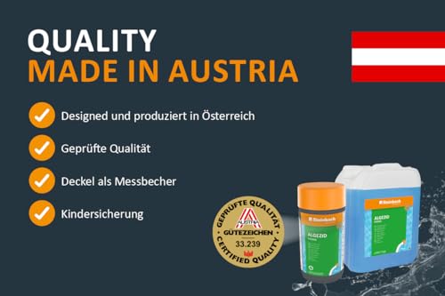Steinbach Poolpflege Algezid flüssig - 0753501TV00-1 l - Schaumfrei & hochkonzentriert - Verhindert Algenwachstum & entfernt Trübstoffe - Für klares Wasser mit Langzeitwirkung