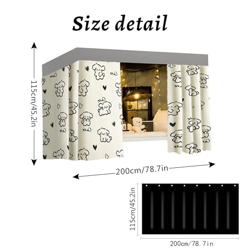 Image of Cute Bottom Bunk Bed Curtain Student Dormitory Blackout Cloth Mosquito Nets Bedding Tent Bed Canopy Single Sleeper, Puppy