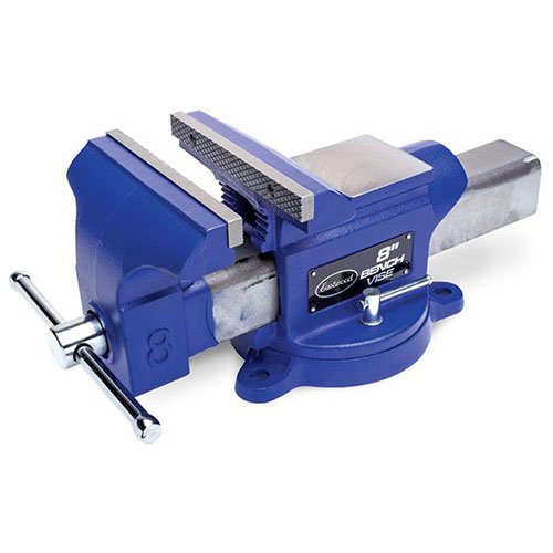 Eastwood 8 in. Bench Vise Iron Heavy Duty Clamp Milling Metalworking Table Top Clamp Press Locking Swivel With Blue Cast
