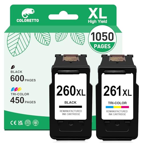COLORETTO 260XL 261XL Ink Cartridges Replacement for Canon 260 and 261...