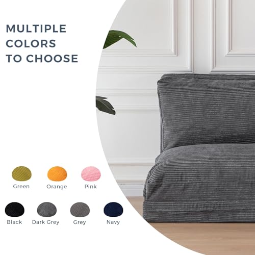 Image of MAXYOYO Folding Sofa Bed, Extra Thick and Long Floor Sofa Convertible Chair with Washable Cover, Floor Couch Lounge Bean Bag Bed for Living Room, Dark Grey, 39x91 Inch