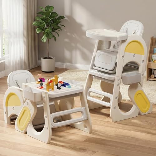 Image of StarAndDaisy Baby high Chair for Baby Feeding Chair for 0 to 5 Years with Removable Tray, Convertible Baby High Chair to Study Table & Chair Set, 5-Point Safety Belt, Multi Backrest Position -Yellow