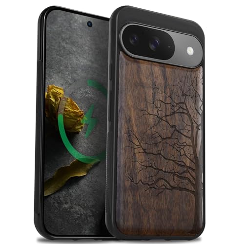 Carveit Magnetic Wood Case for Pixel 9, (Eternal Tree) Walnut