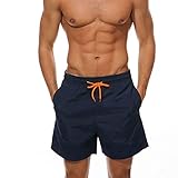 Qrity Herren Badeshorts, Badehose Herren Jungen Badeshorts Männer, Strandhose mit Taschen, Schwimmen Schnelltrocknen, Strandshorts, Verstellbarer Kordelzug -L