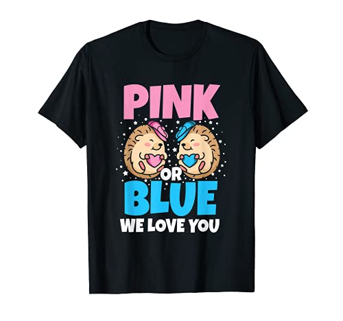 Pink Or Blue We Love You - Baby Shower Gender Reveal T-Shirt, Black