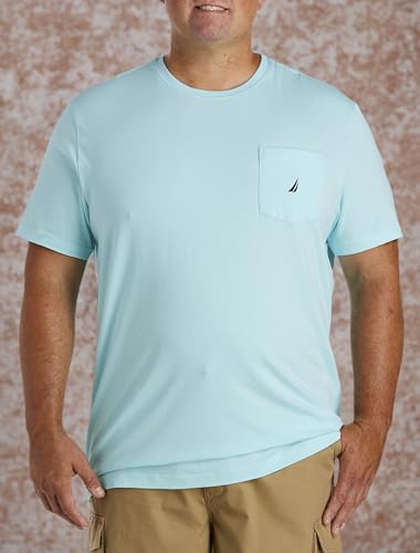 Nautica Men's Solid Crew Neck Short Sleeve Pocket T-Shirt, Bright Aqua, 4XLT Tall4