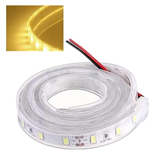 ONPIRA LED Streifen 12V Wasserdicht mit Kabel Selbstklebend 5050 SMD Auswahlmöglichkeit 10-100cm und 7 Farben (Warm-Weiß, 100cm)