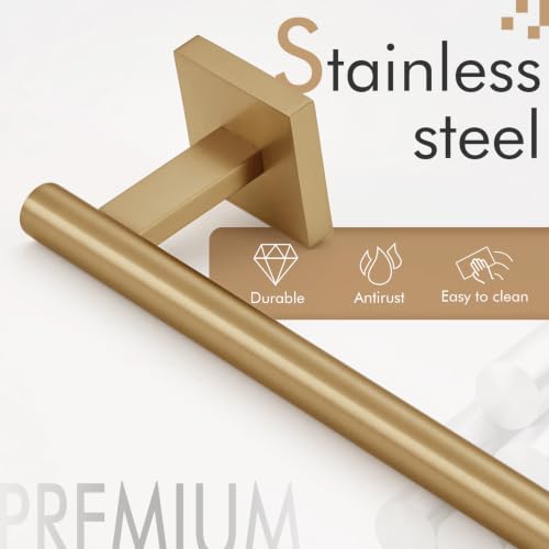 Image of KOKOSIRI Bathroom Towel Bar Bath Towel Holders for Toilet Kitchen Cabinet Wall Mount 24 Inch Champagne Bronze Stainless Steel B4005CPG-L24